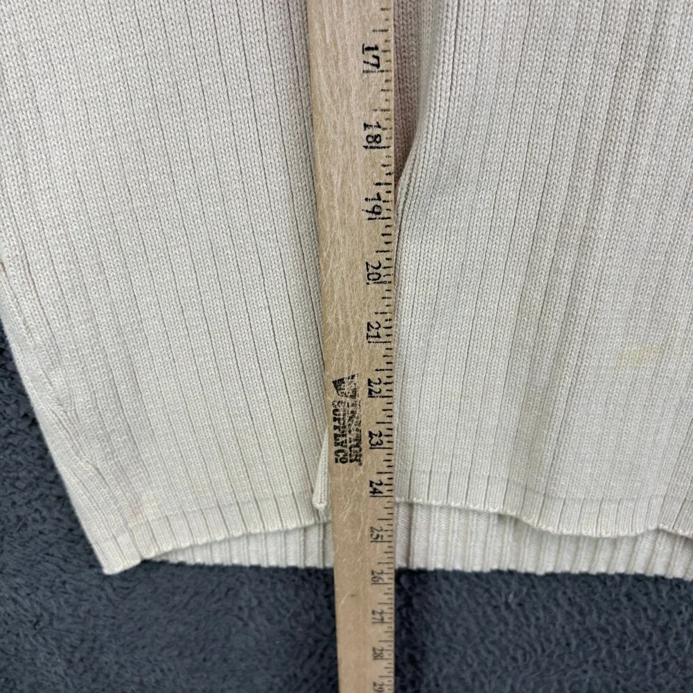 American Eagle Mens XL Quarter Zip Sweater‎ Cream Navy Stripe Ribbed Cotton 9861